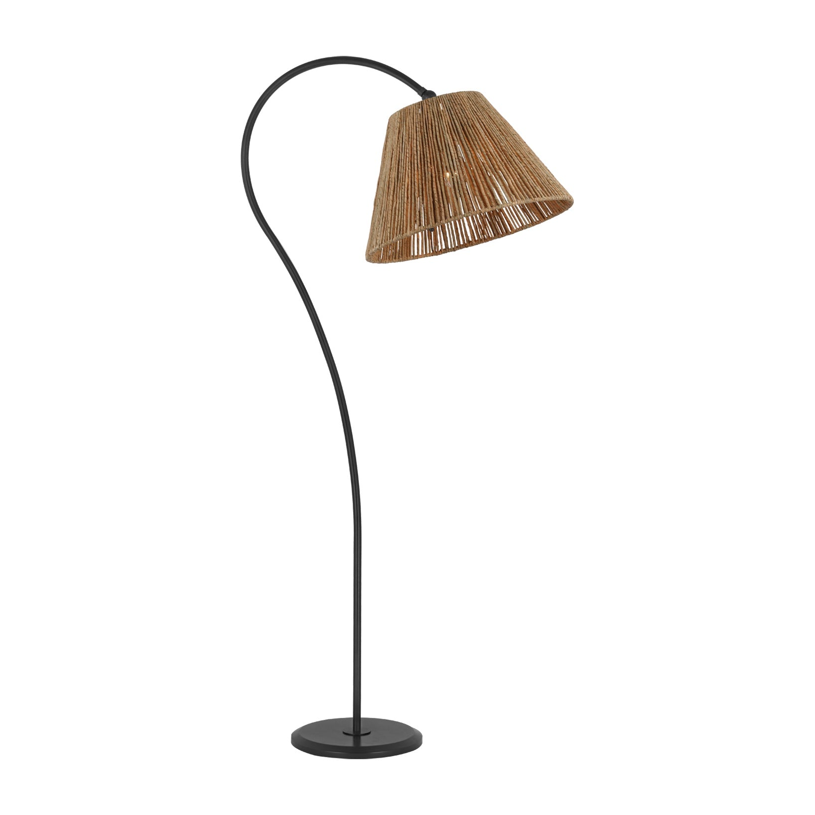 Dume Large Arched Floor Lamp LIGHTING - floor lamp Visual Comfort Aged Iron 8" x 18" x 12" Natural Abaca