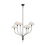 Griffin Large Staggered Tail Chandelier LIGHTING - chandelier Visual Comfort Bronze and Chocolate Leather