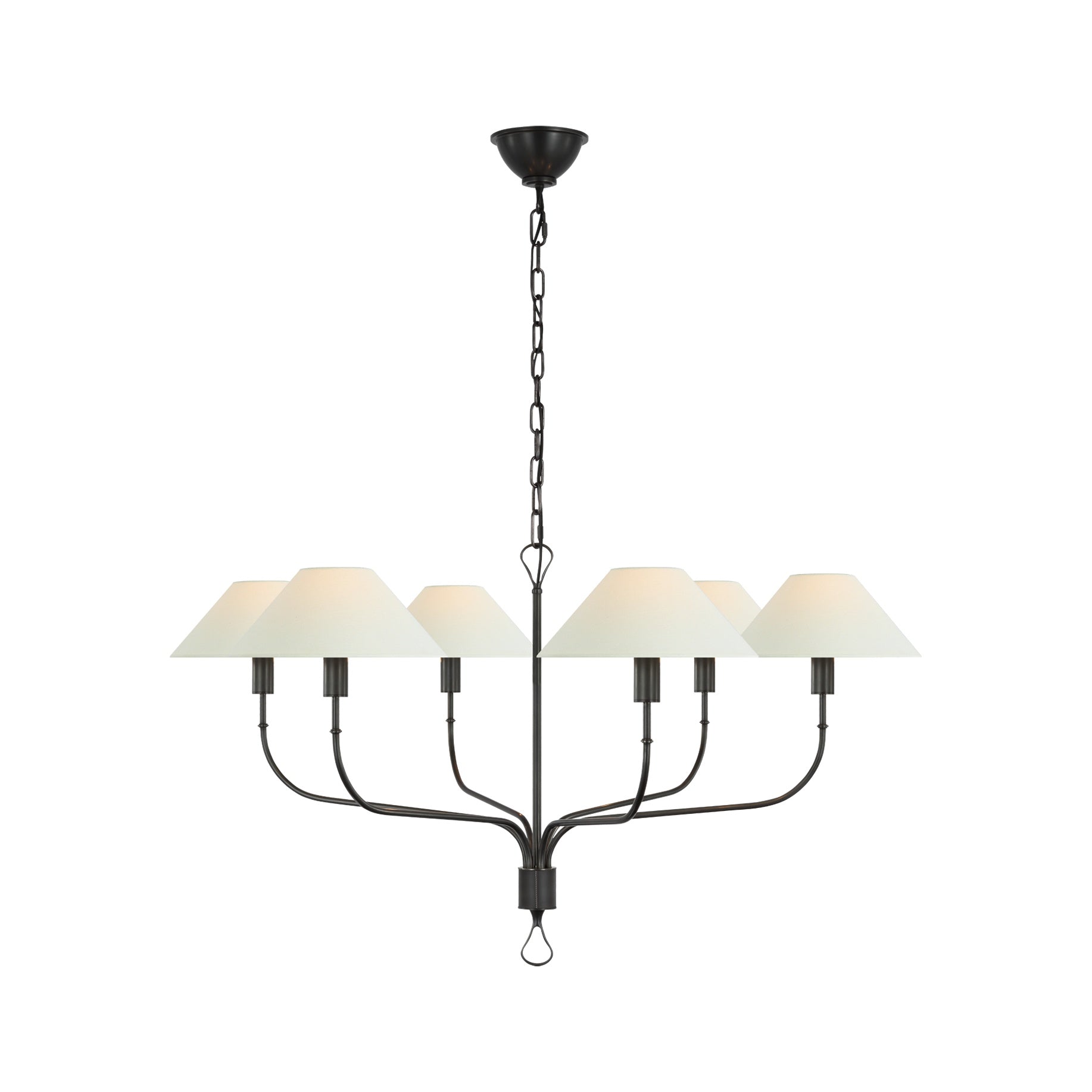 Griffin Grande Tail Chandelier LIGHTING - chandelier Visual Comfort Bronze and Chocolate Leather