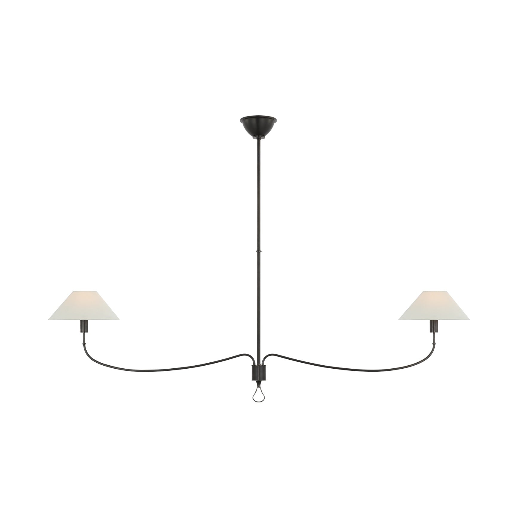 Griffin Grande Linear Chandelier LIGHTING - chandelier Visual Comfort Bronze and Chocolate Leather