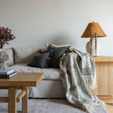 Floral Motif Block Print Tablecloth with Fringe - Rug & Weave