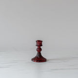 Vintage Inspired Burgundy Glass Candle Holder - Rug & Weave