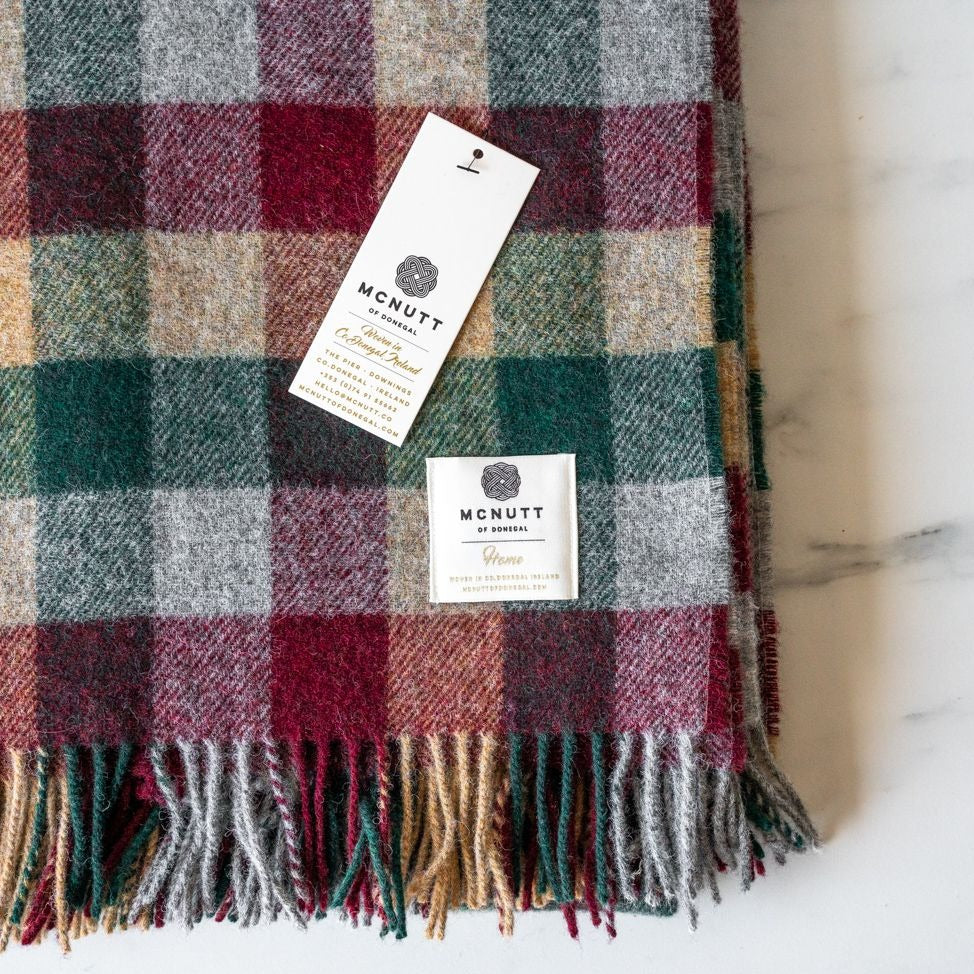 Traditional Holiday Check Wool Blanket blanket McNutt