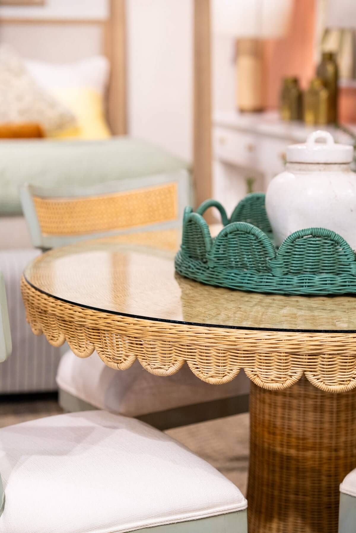 Scalloped Rattan Bistro Table FURNITURE - dining table Bramble