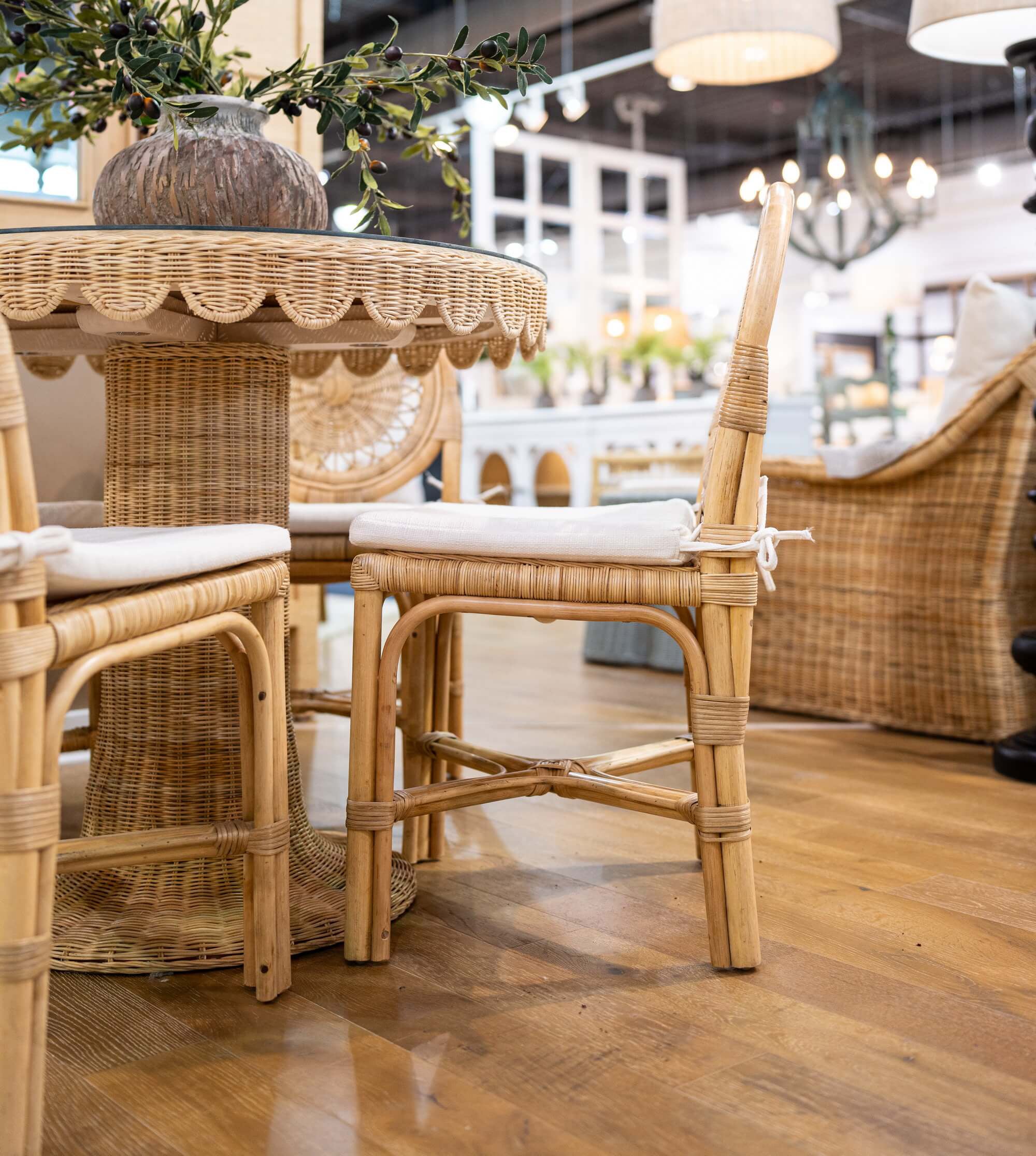 Scalloped Rattan Bistro Table FURNITURE - dining table Bramble