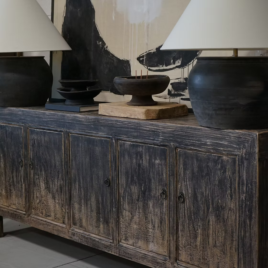 Bowie Weathered Black Sideboard 7 - FURNITURE - sideboard/cabinet Hauer Market