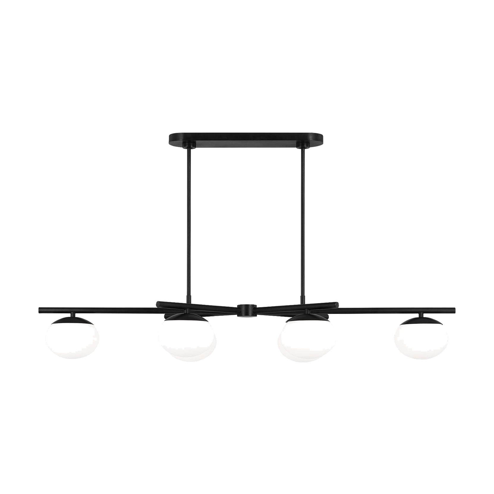 Lune Medium Linear Chandelier LIGHTING - chandelier Visual Comfort Aged Iron
