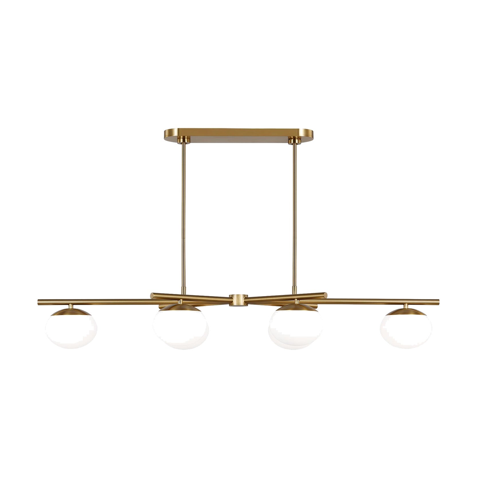 Lune Medium Linear Chandelier, Burnished Brass