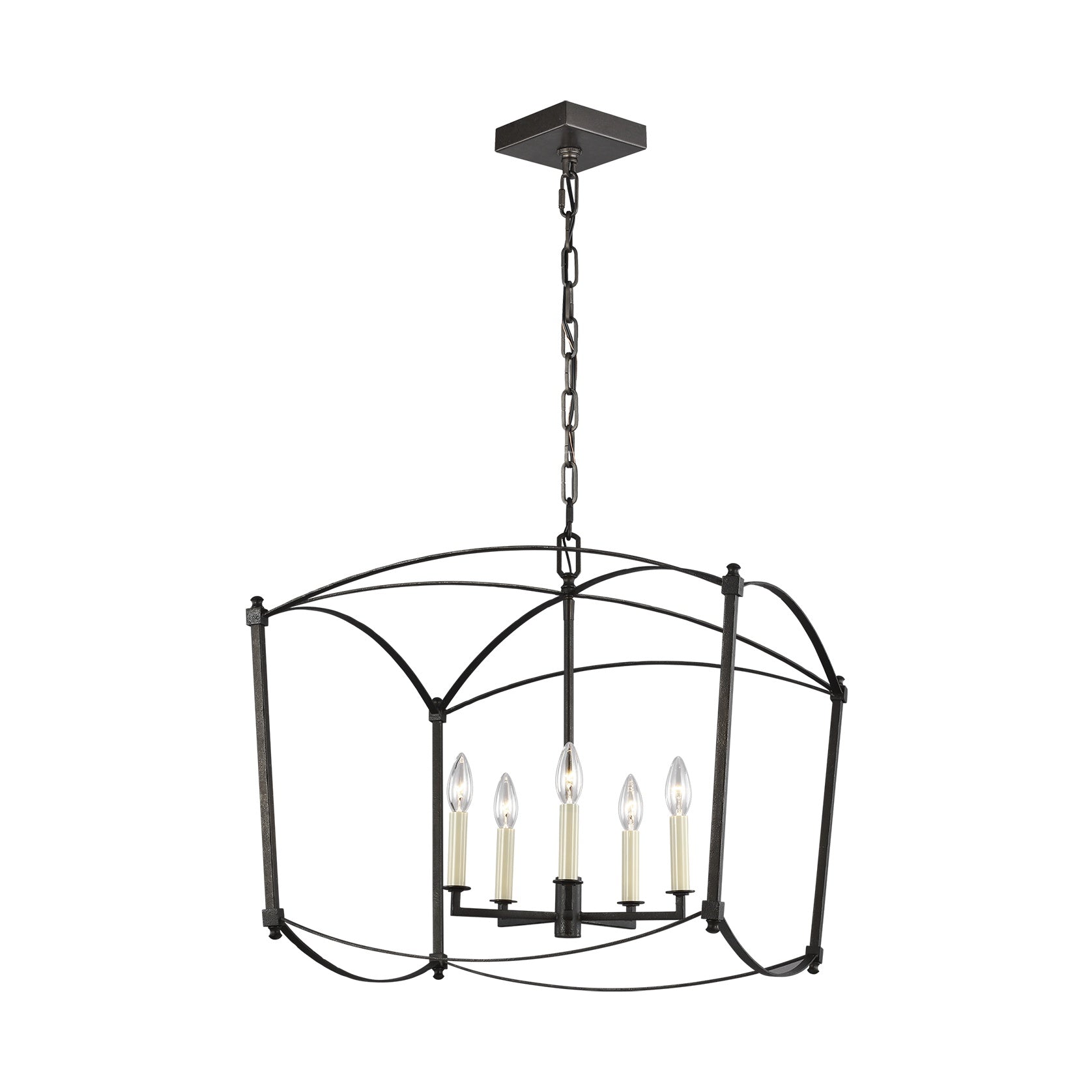 Thayer Wide Lantern LIGHTING - chandelier Visual Comfort Smith Steel