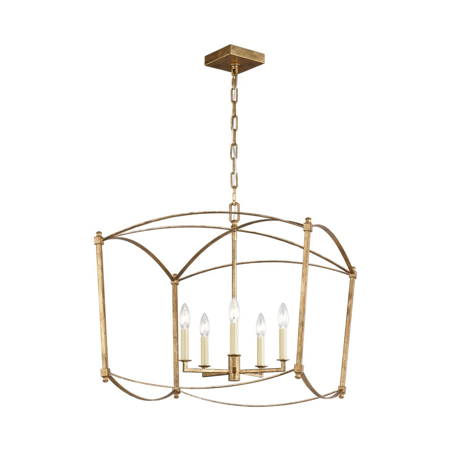 Thayer Wide Lantern LIGHTING - chandelier Visual Comfort Antique Gild