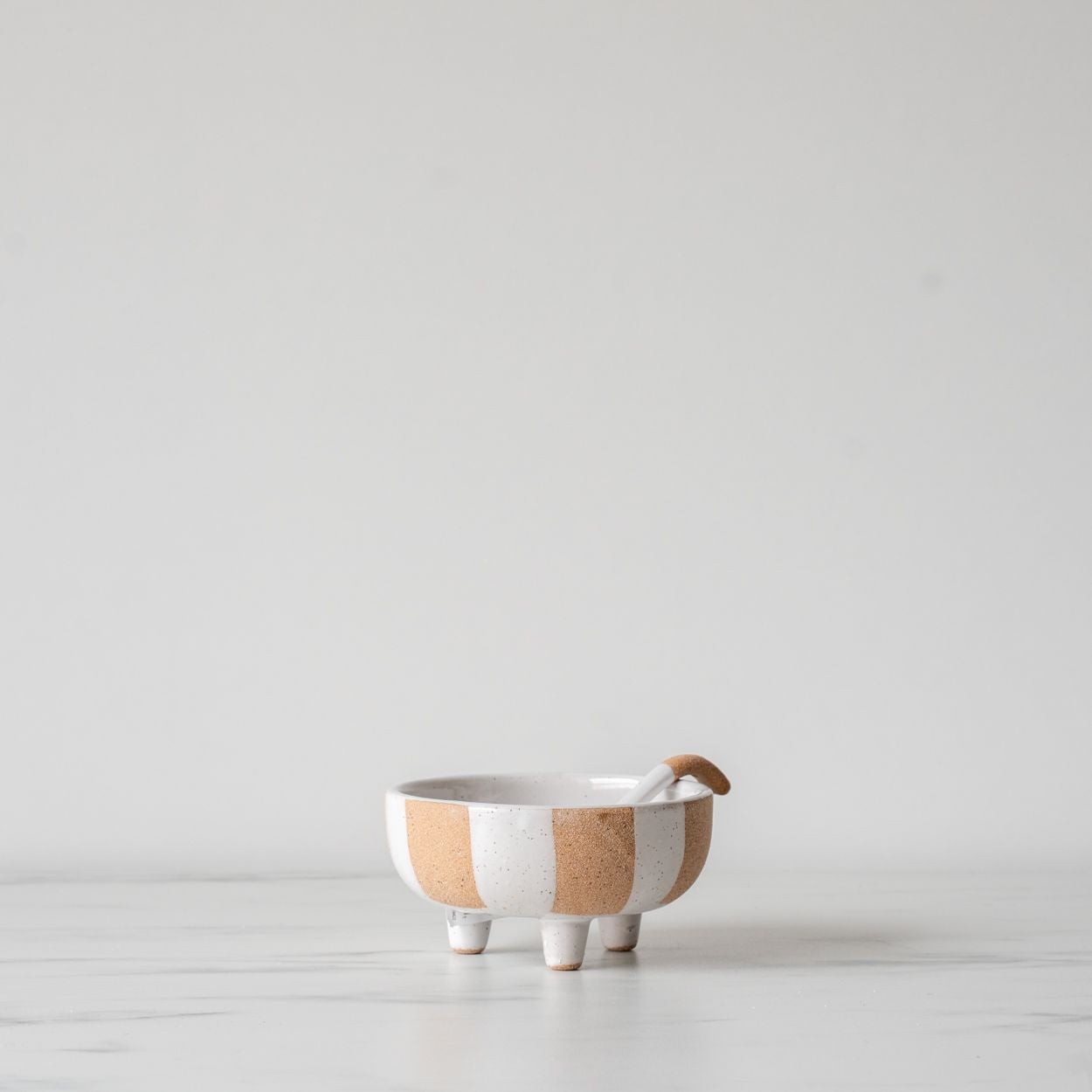 Terracotta Stripe Salsa Bowl with Spoon - Rug & Weave