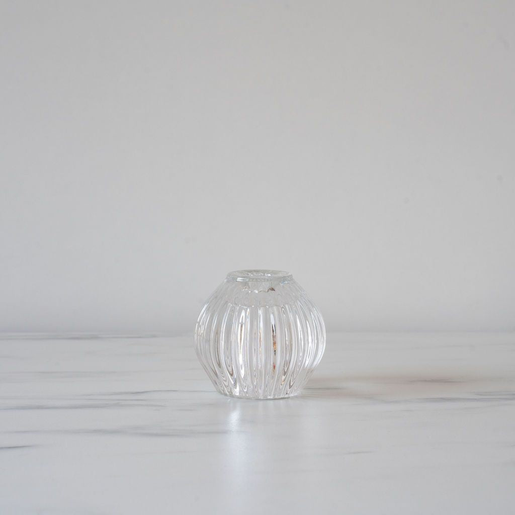 Ridged Glass Taper/Votive Holder Clear - Rug & Weave