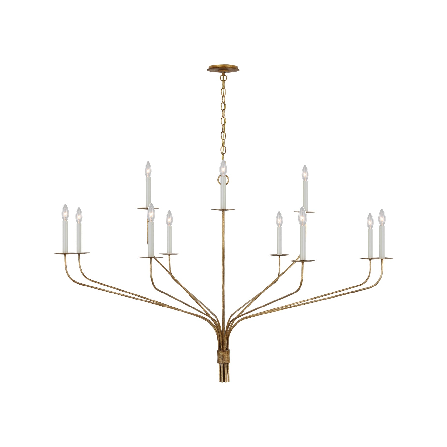 Belfair Grande Two-Tier Chandelier LIGHTING - chandelier Visual Comfort - Signature Gilded Iron
