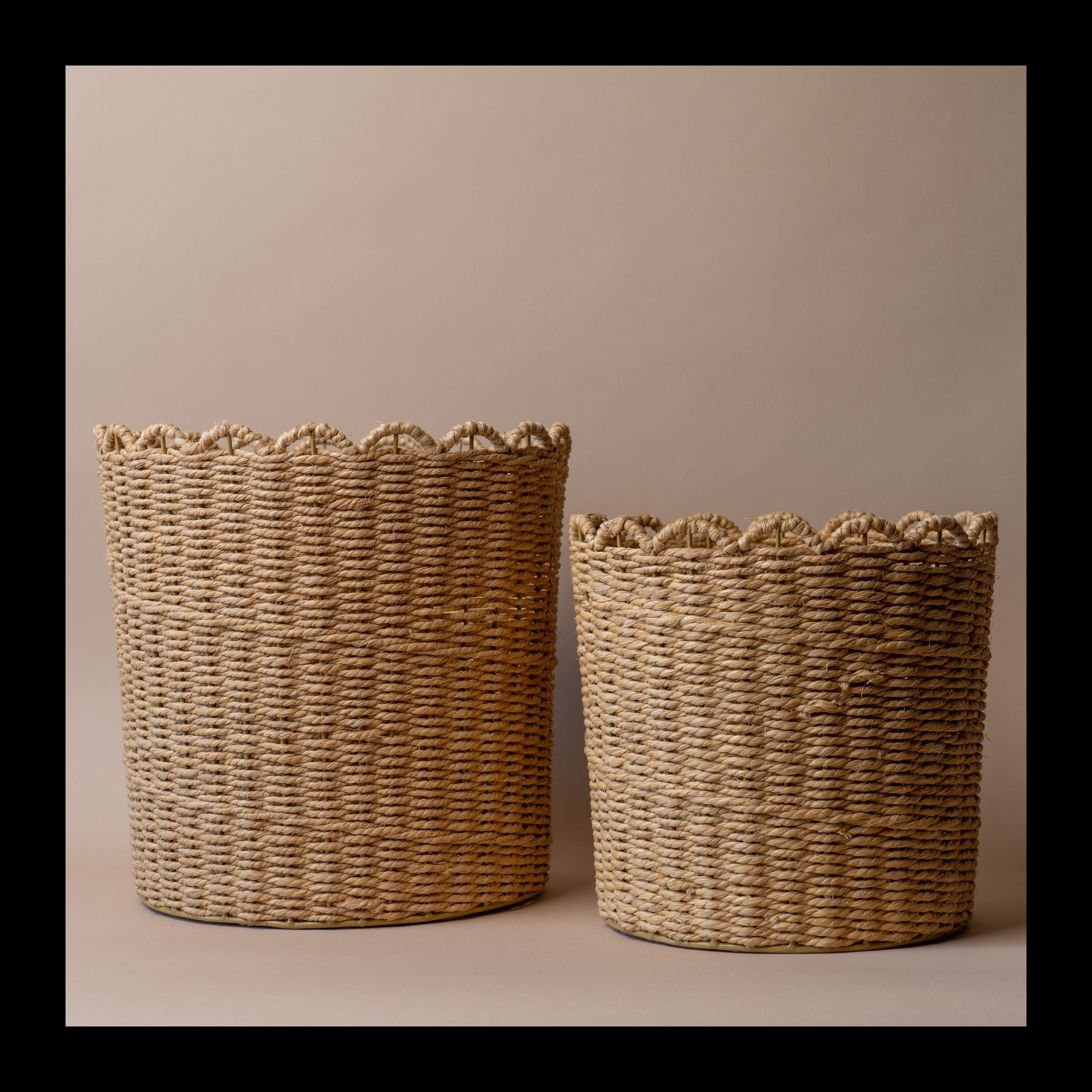 Jute Storage Basket with Scallop Edge basket Indaba
