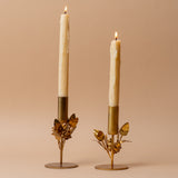 Rose Candle Holder with Brass Finish