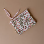 Organic Cotton Floral Pouch reusable bag Paper Mirchi (Faire) Large White