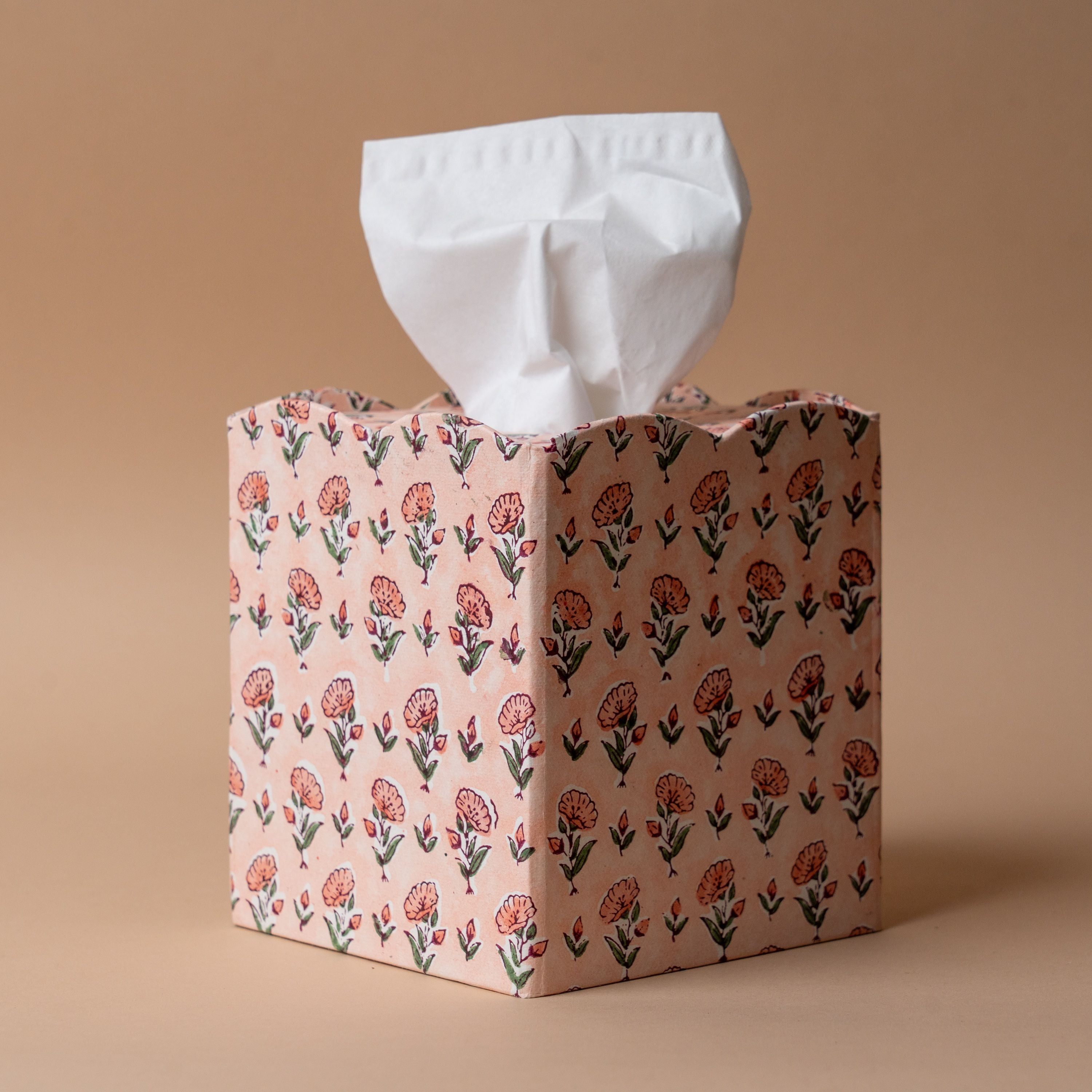Floral Block Print Tissue Box tissue holder Paper Mirchi (Faire)