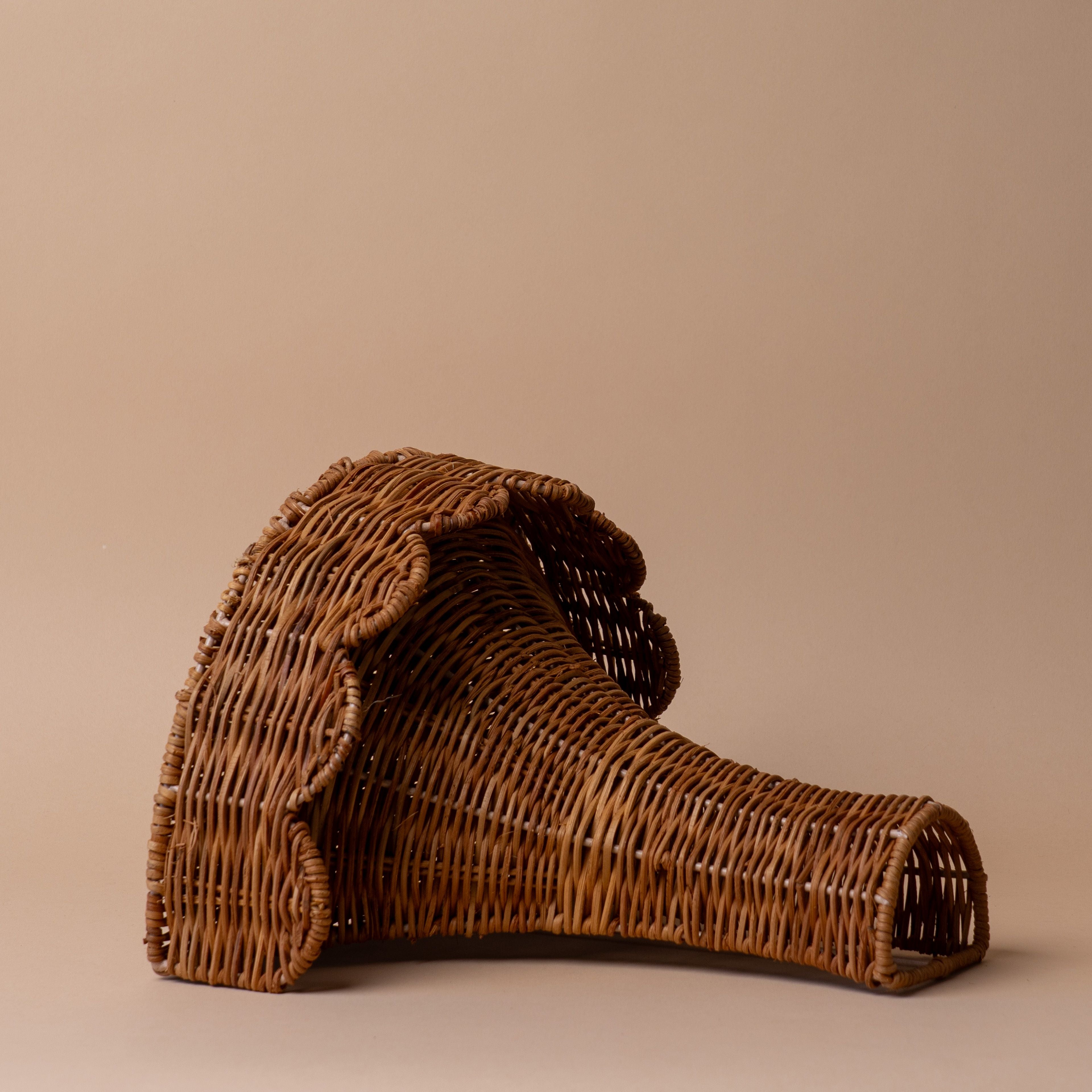 Woven Rattan Wall Shelf with Scallop Edge – view 2