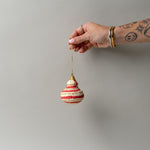 Handmade Paper Mache Ornament - Curve Shape CHRISTMAS 2025 Creative Co-op (DYA) Red Swirl