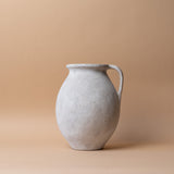 Textured Ceramic Vase with Handle - White