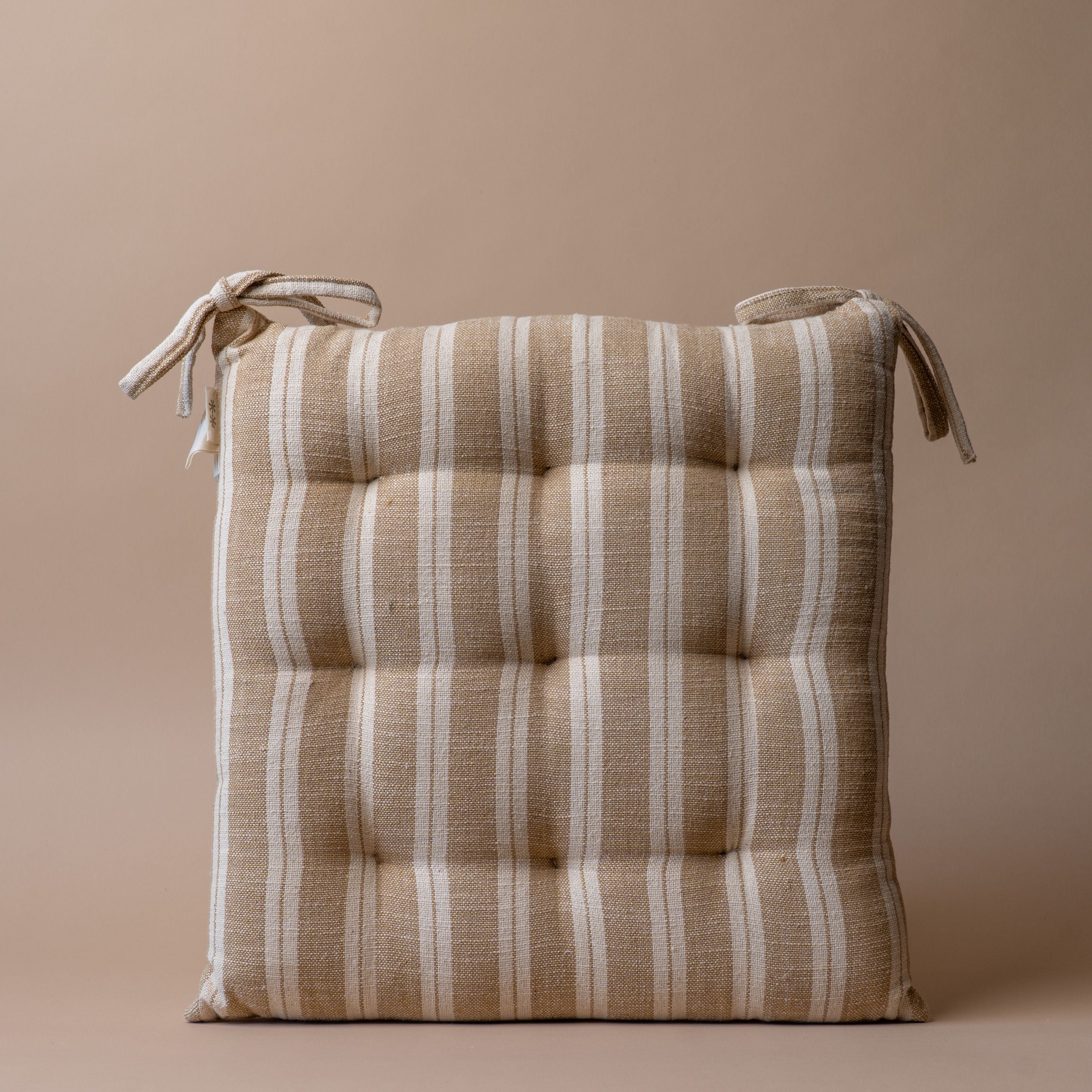 Stripe Cotton Chair Cushion, Natural Stripe
