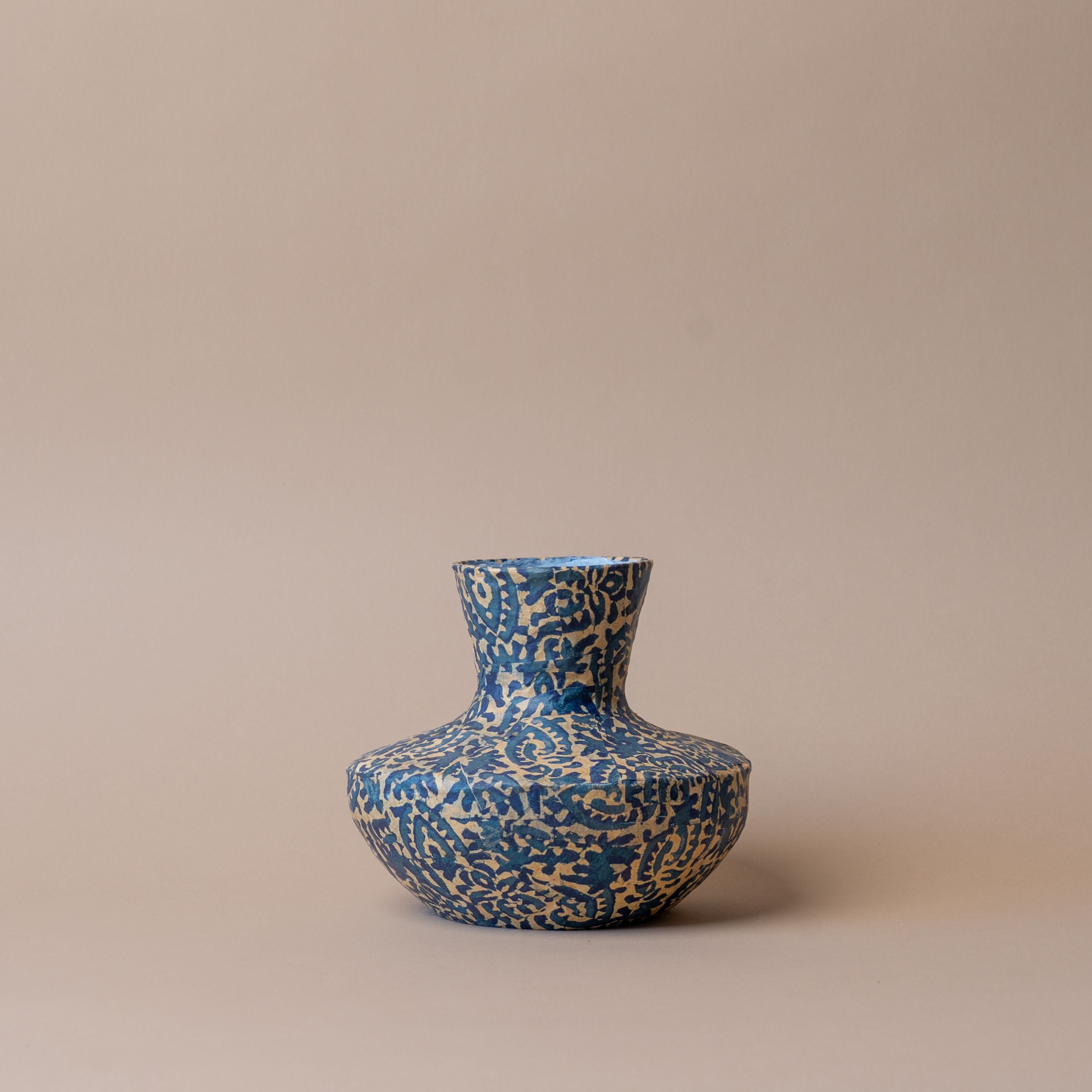 Floral Paper Mache Vase, Trumpet