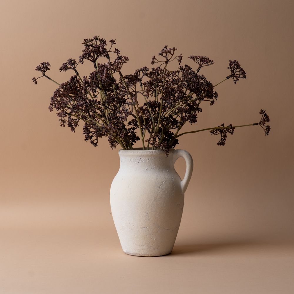 Textured Ceramic Small Vase with Handle - Off White vase Indaba