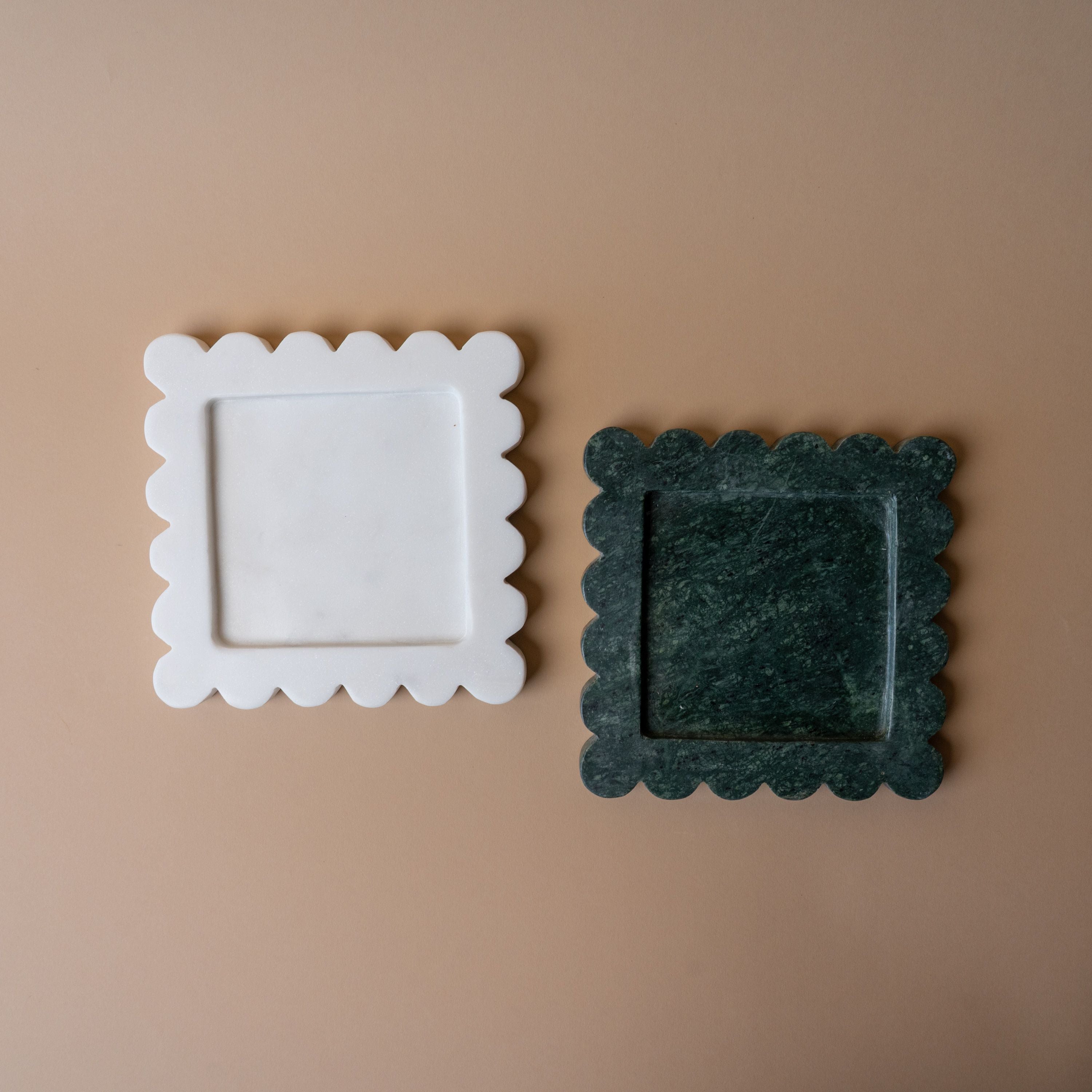 Square Marble Scalloped Tray tray Luxe B Co (Faire)