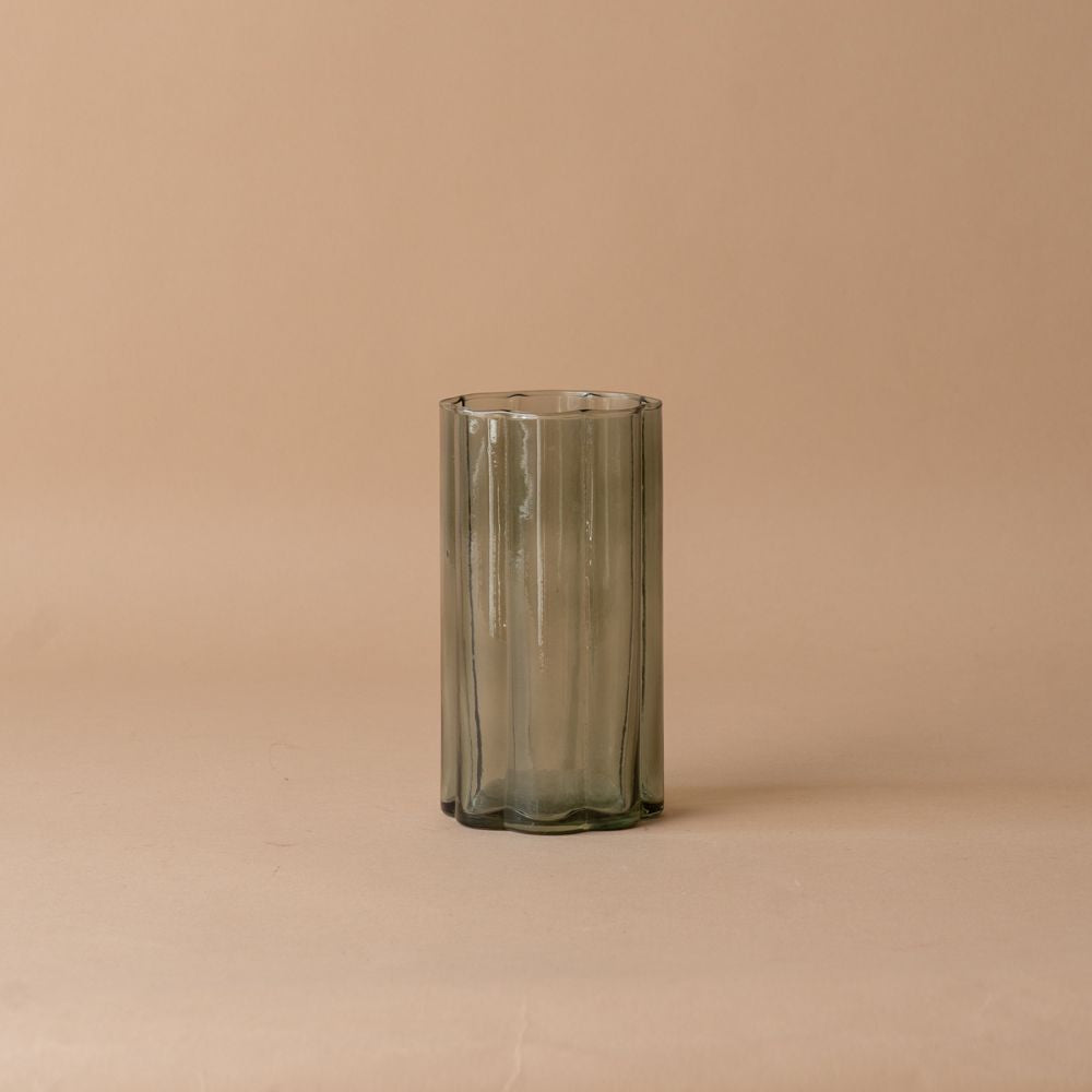 Petal Edge Drinking Glass glass cup Rosha Living Inc (Faire) Green