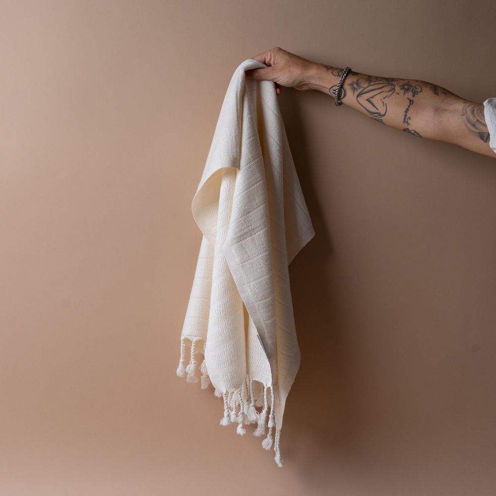 Striped Bamboo Hand Towel hand towel Pokoloko Ivory