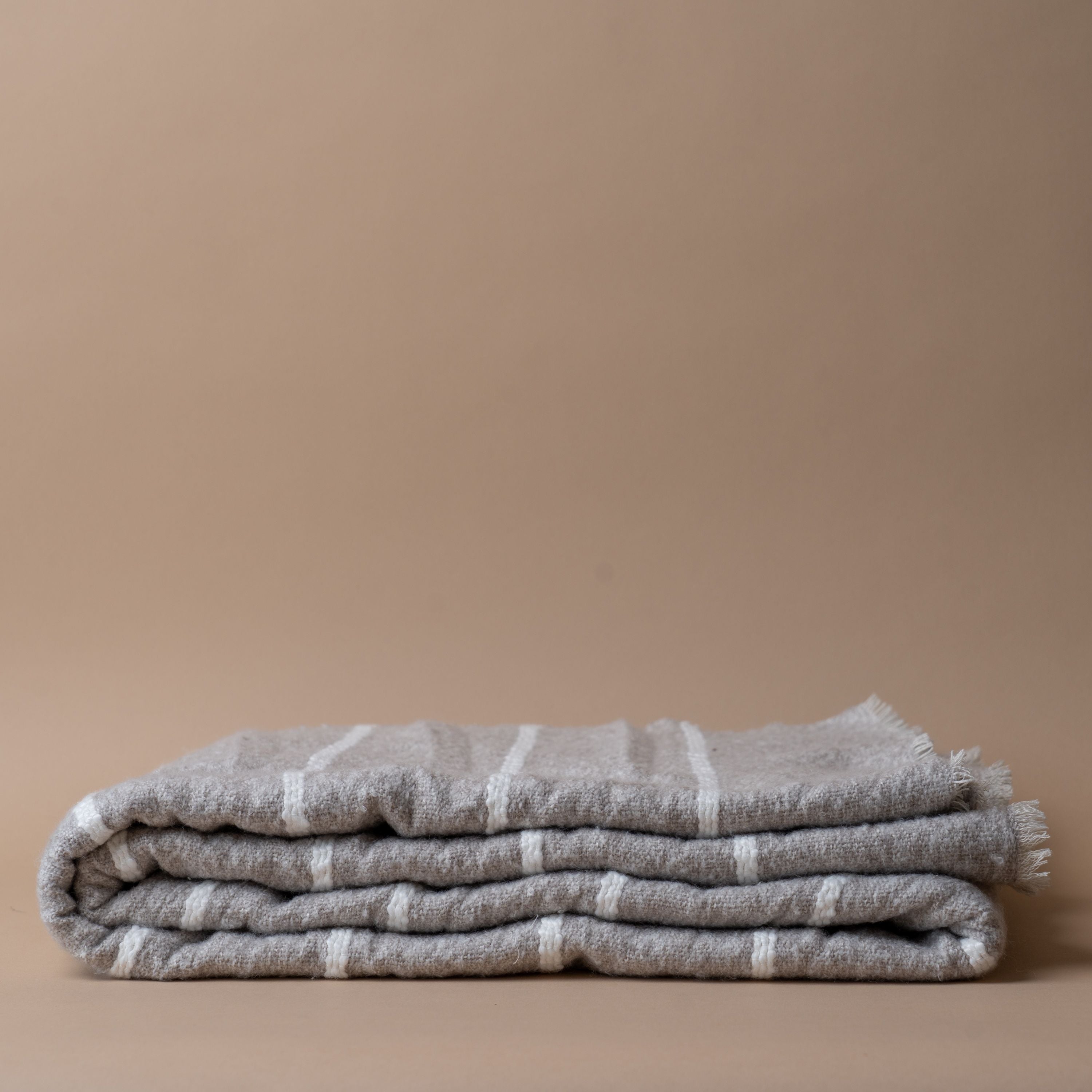 Striped Throw Blanket with Frayed Fringe