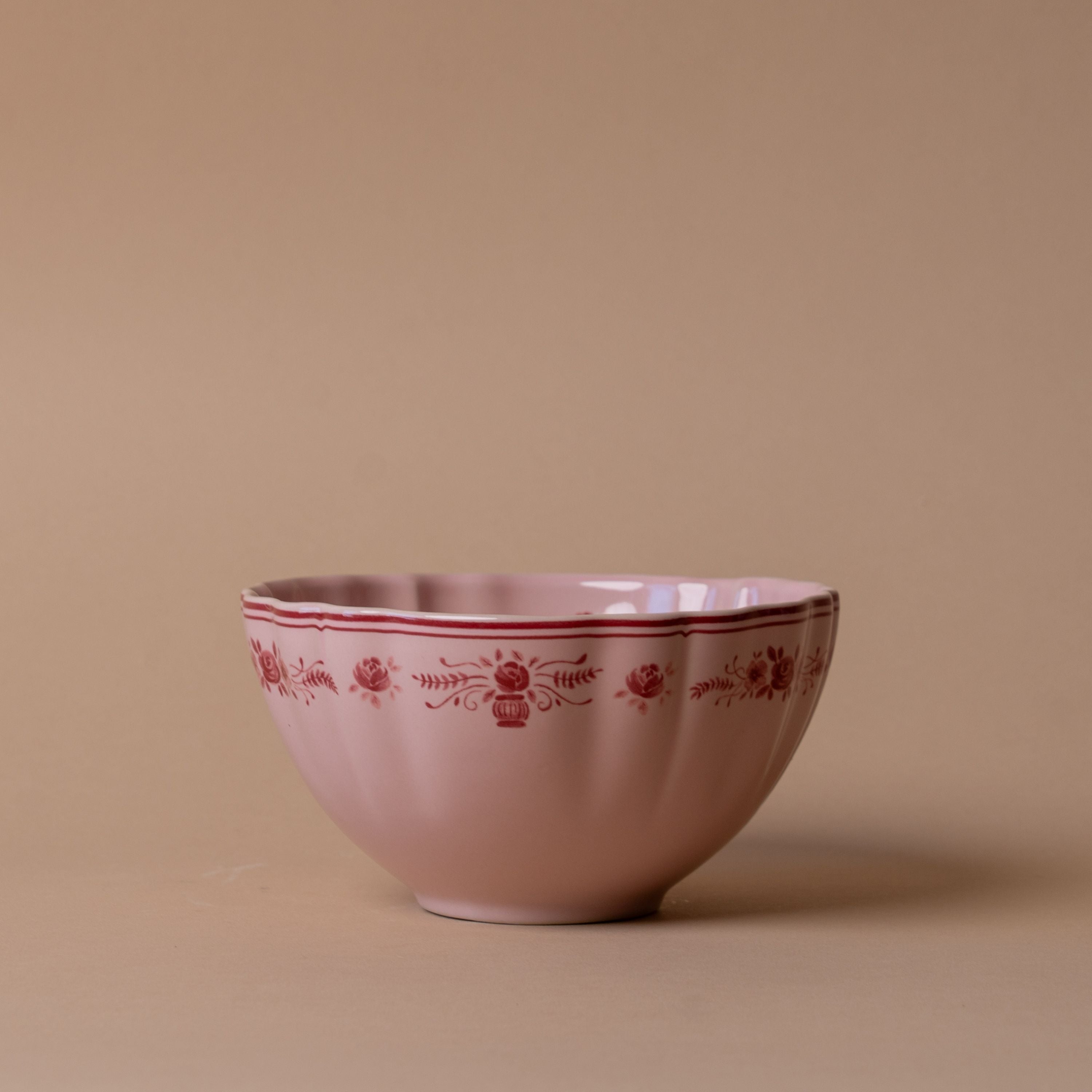 Red & Pink Floral Cereal Bowl