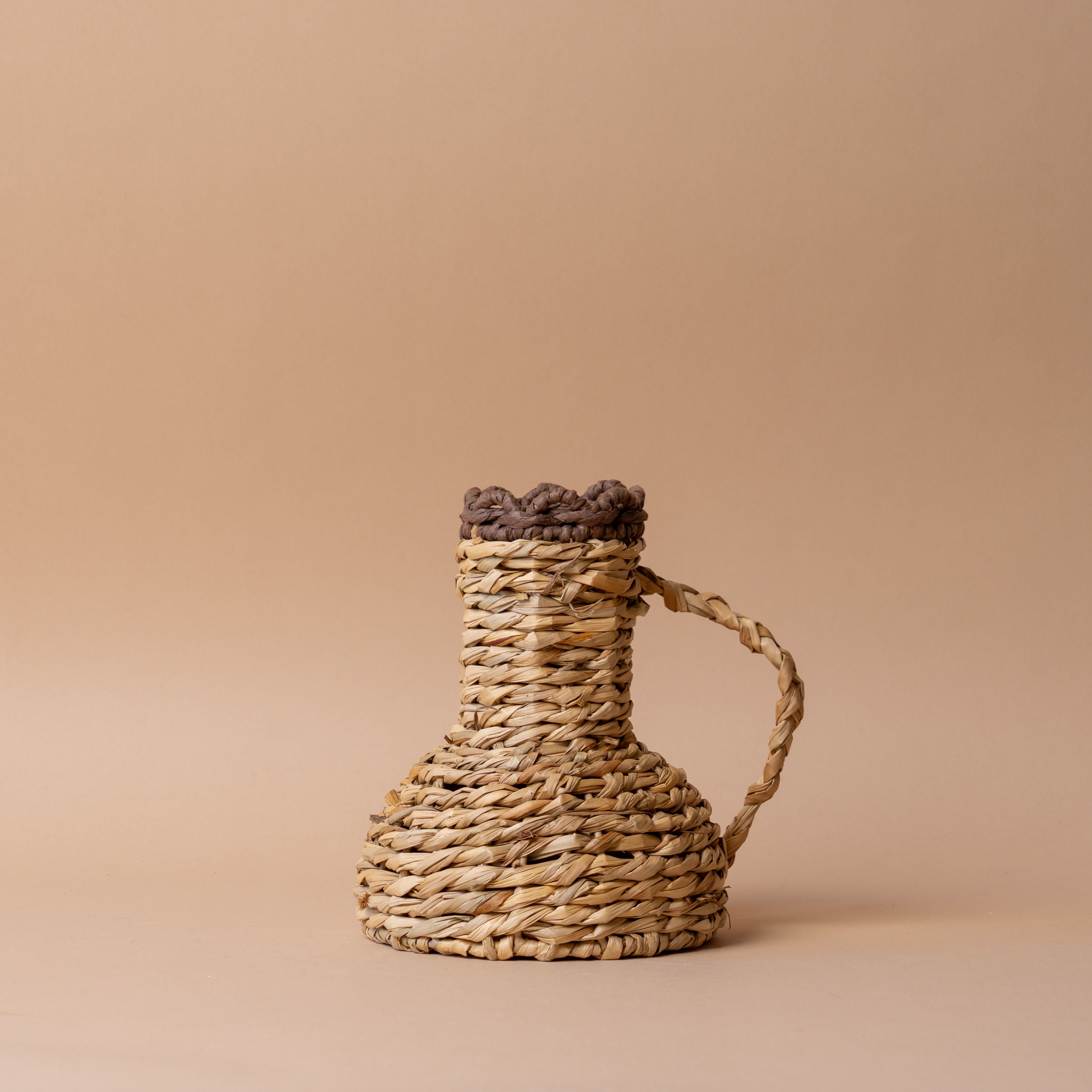 Scallop Edge Basket Vase with Handle