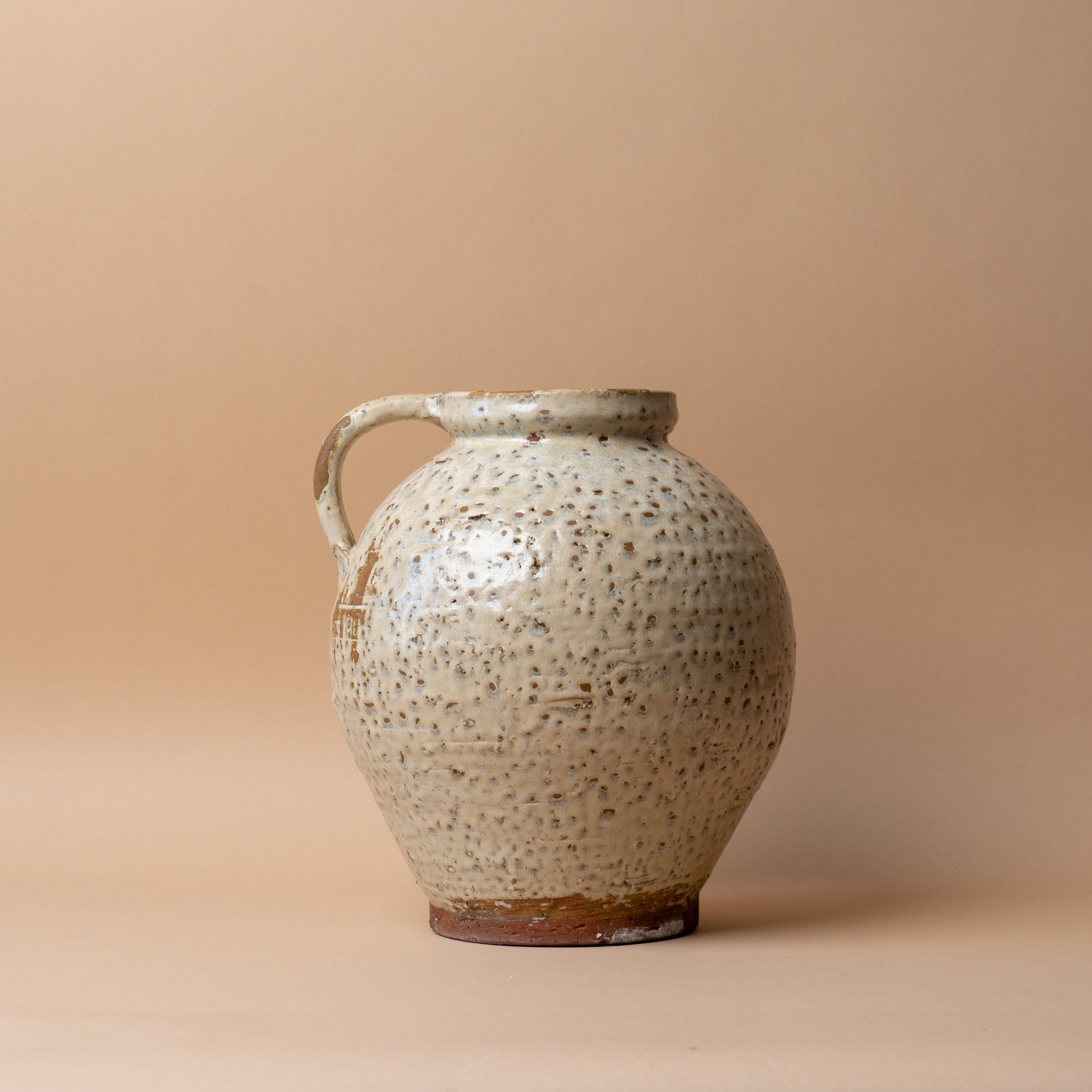 Textured Terracotta Vase with Handle