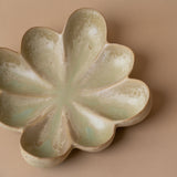 Stoneware Floral Dish with Reactive Glaze