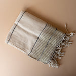 Multi Stripe Bath Towel with Twisted Tassels bath towel Pokoloko Olive