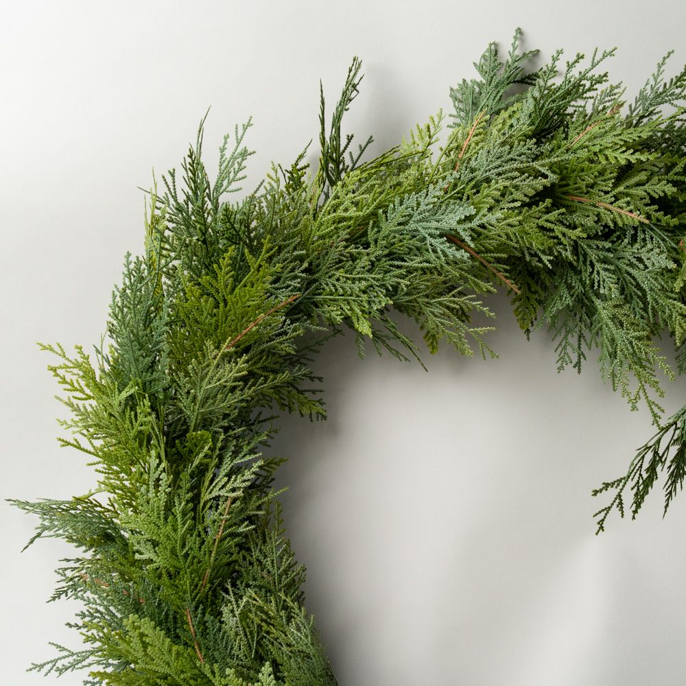 Faux White Cedar Wreath CHRISTMAS 2025 Tri W Imports