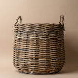 Round Rattan Basket with Handles