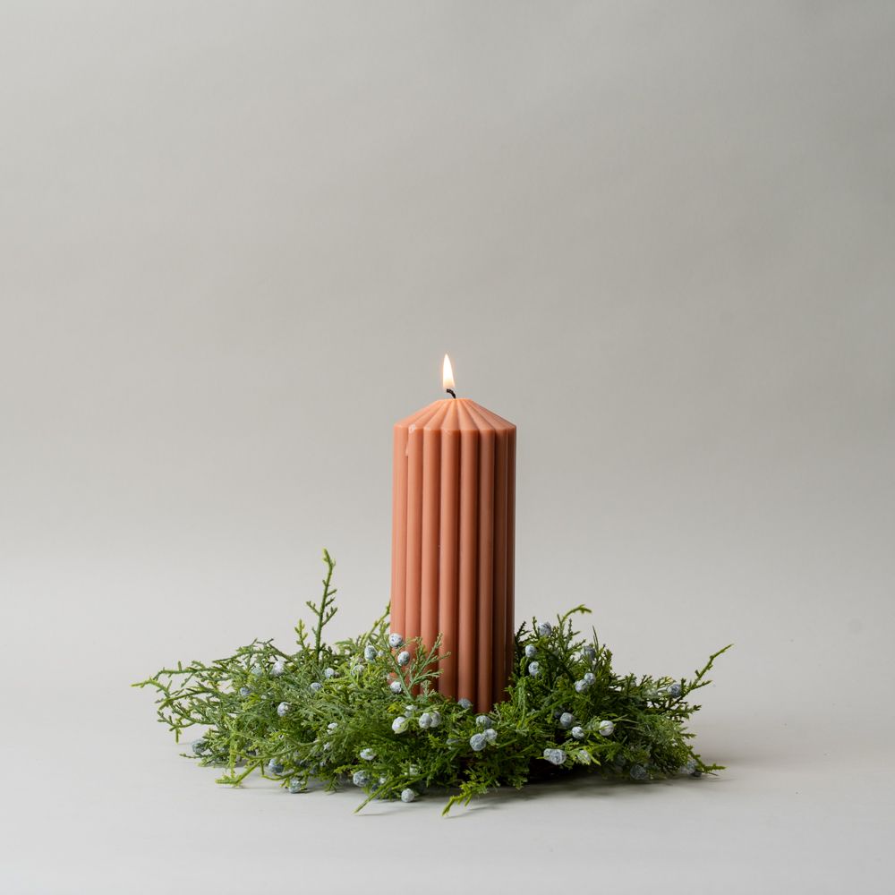 Faux Juniper Berry Candle Ring CHRISTMAS 2025 Tri W Imports