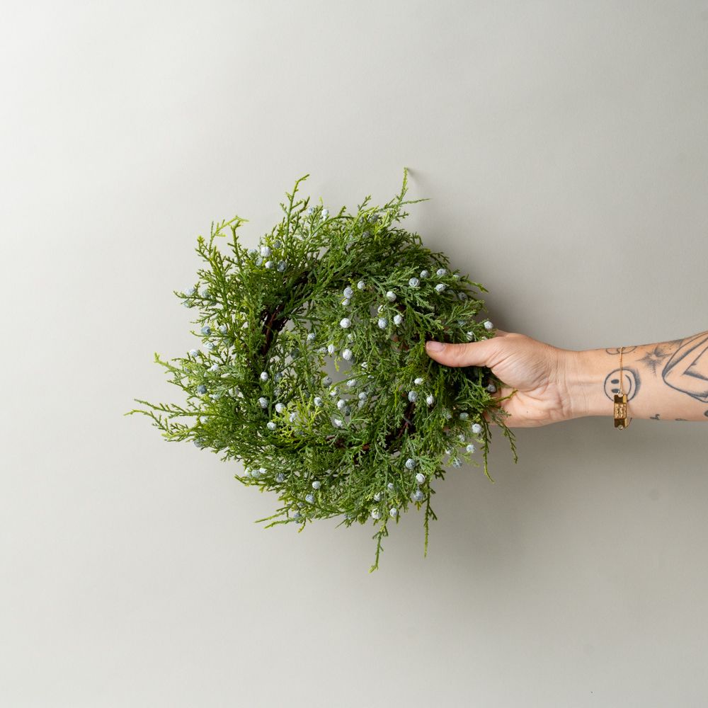 Faux Juniper Berry Candle Ring CHRISTMAS 2025 Tri W Imports