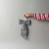 Charcoal Stripe Bow
