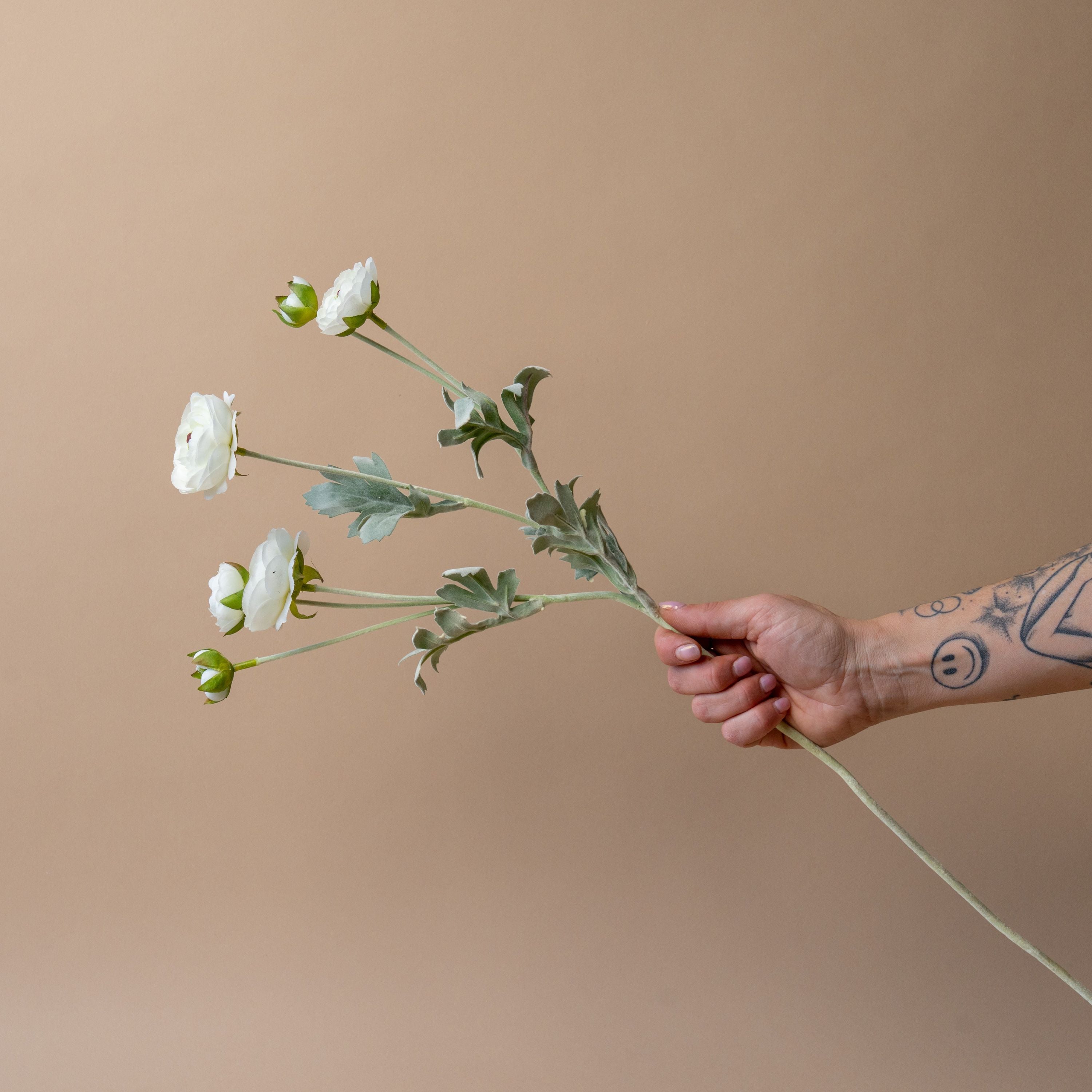 Faux White Ranunculus Spray