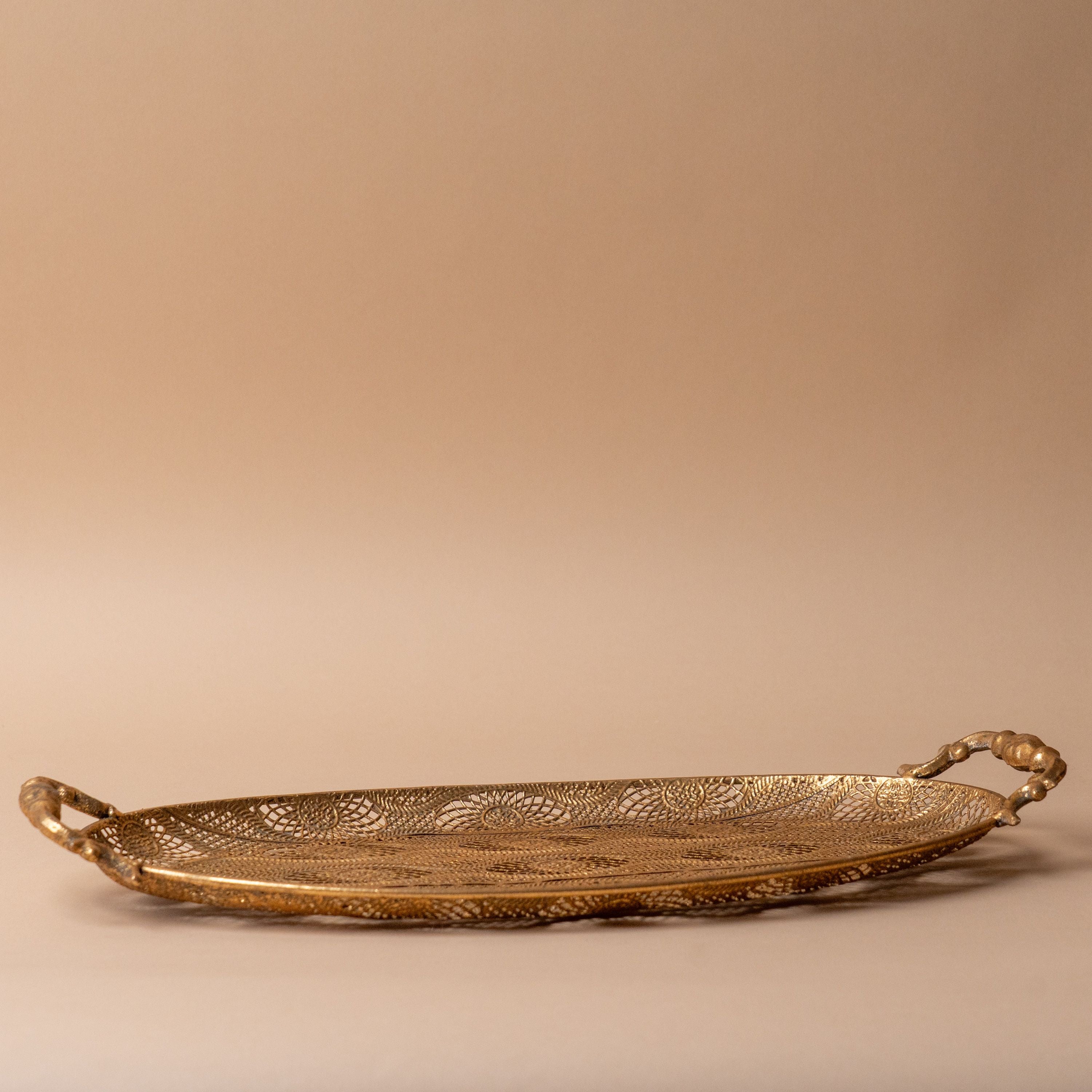 Oval Filigree Metal Tray – view 2