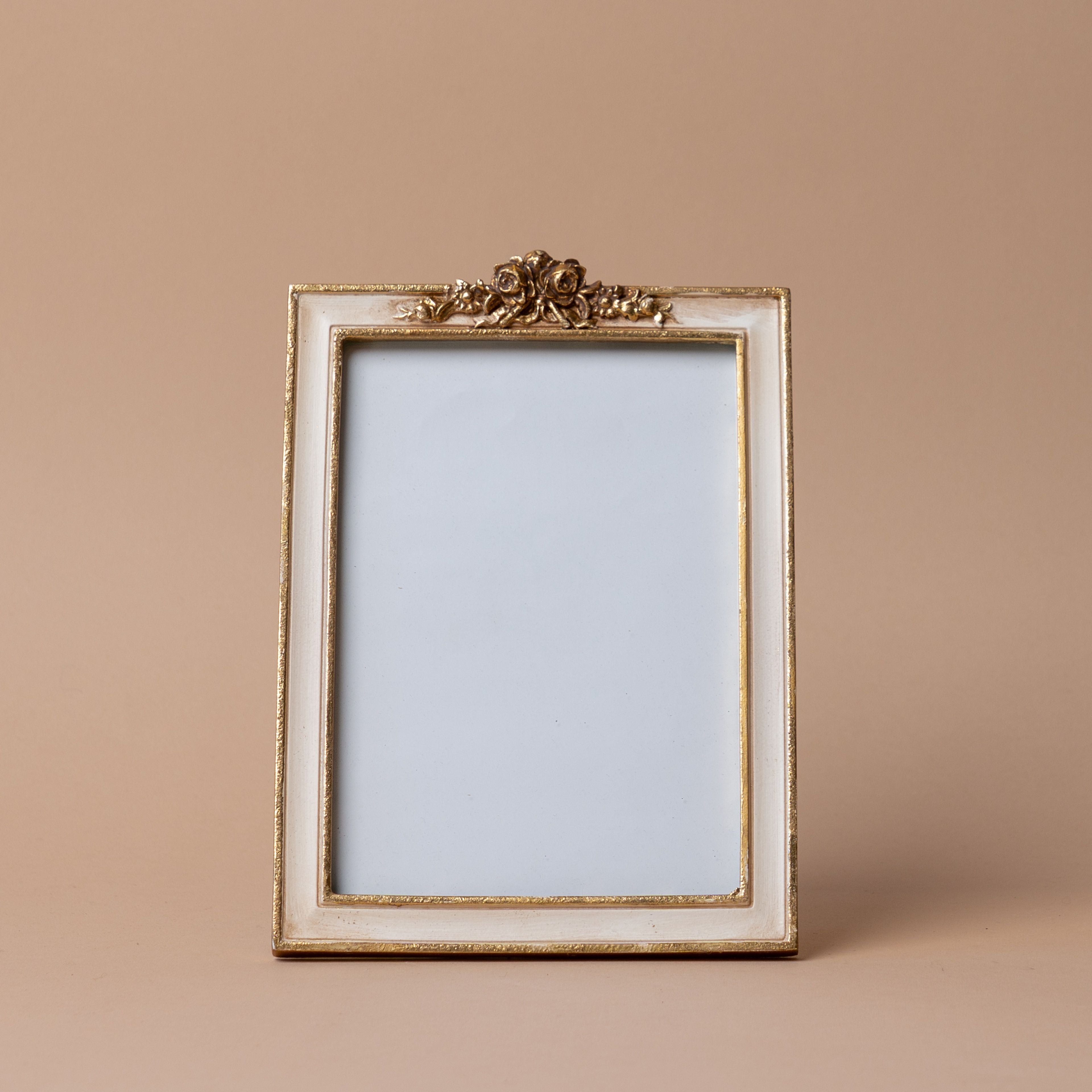 Antiqued Gold Floral Top Frame