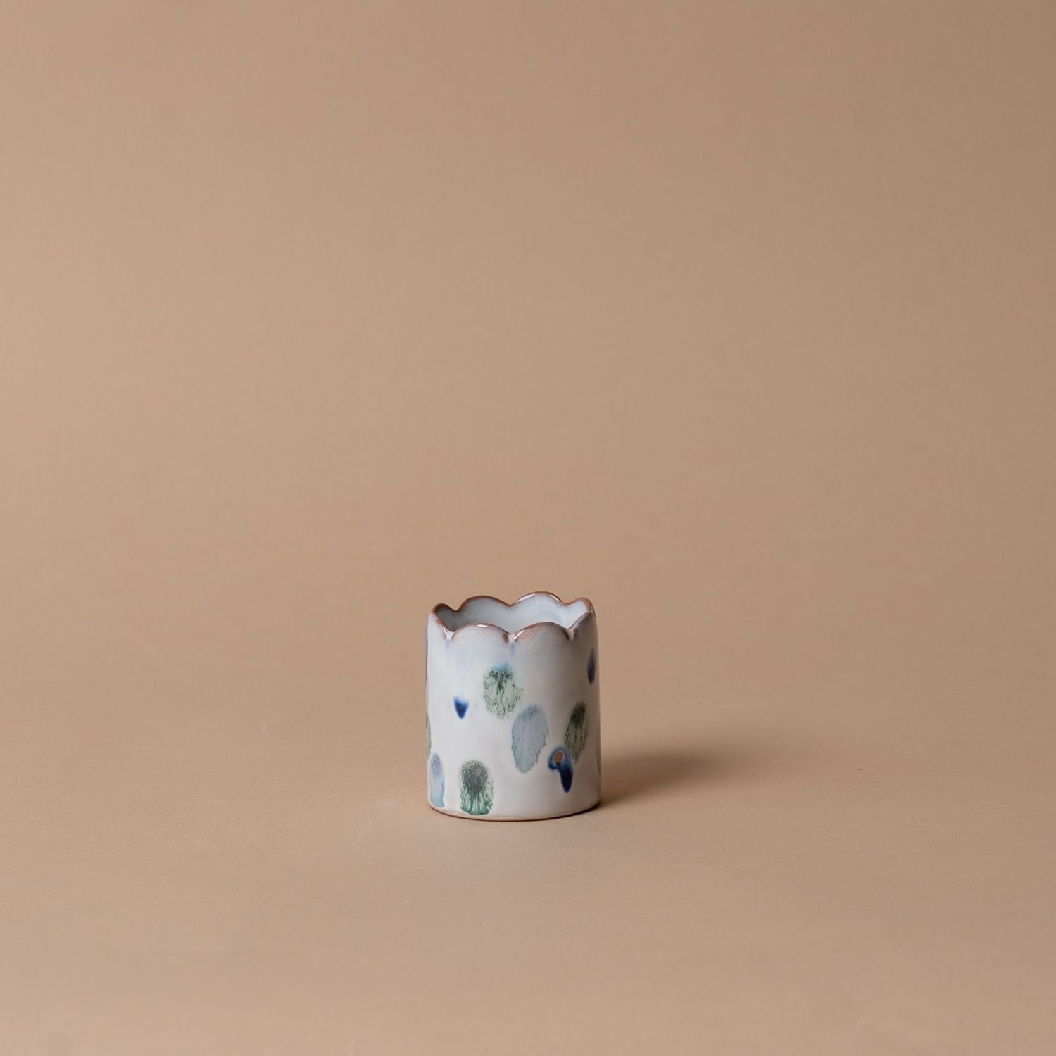 Scalloped Stoneware Matchstick Holder matches Creative Co-op (DYA) Splatter