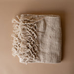 Ivory Braided Throw Blanket with Tassel blanket Indaba