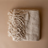 Ivory Braided Throw Blanket with Tassel blanket Indaba