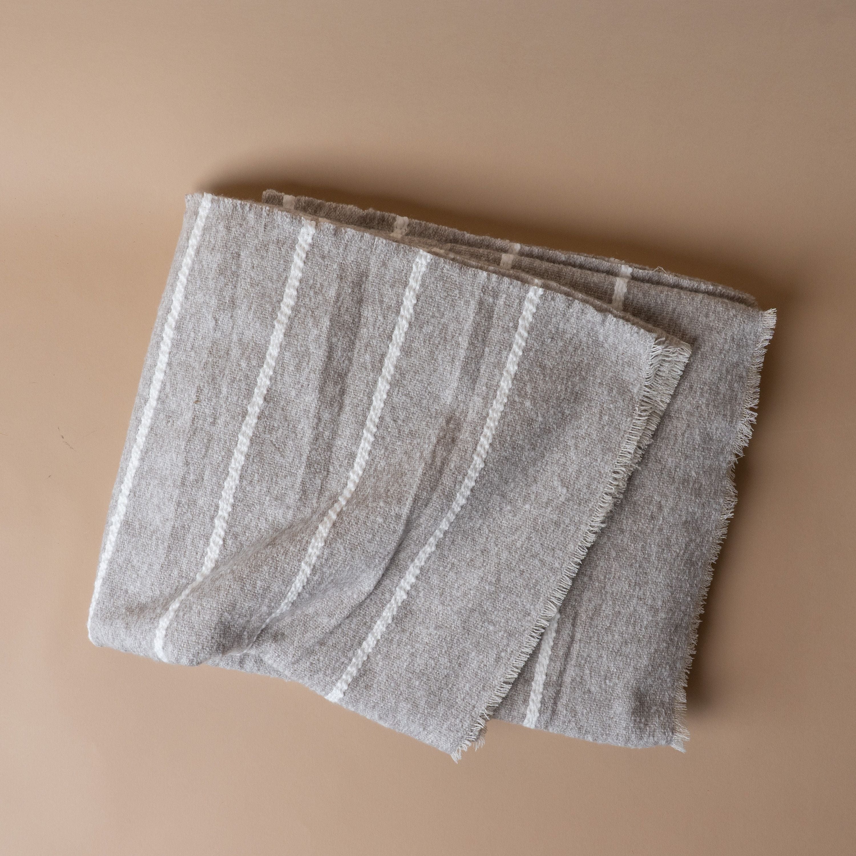 Striped Throw Blanket with Frayed Fringe – view 2
