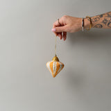 Handmade Paper Mache Ornament - Diamond Shape CHRISTMAS 2025 Creative Co-op (DYA) Orange Stripe