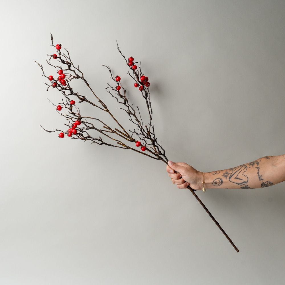 Faux Red Berry Twig Spray – view 2